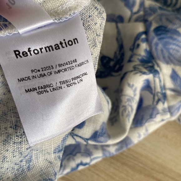 Reformation Linen Stilton Floral Romantic Square Neck Long Sleeve Top Size 10 - Picture 14 of 16